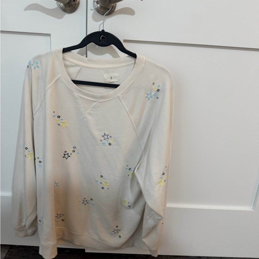 Women's Cream Star Embroidered Top